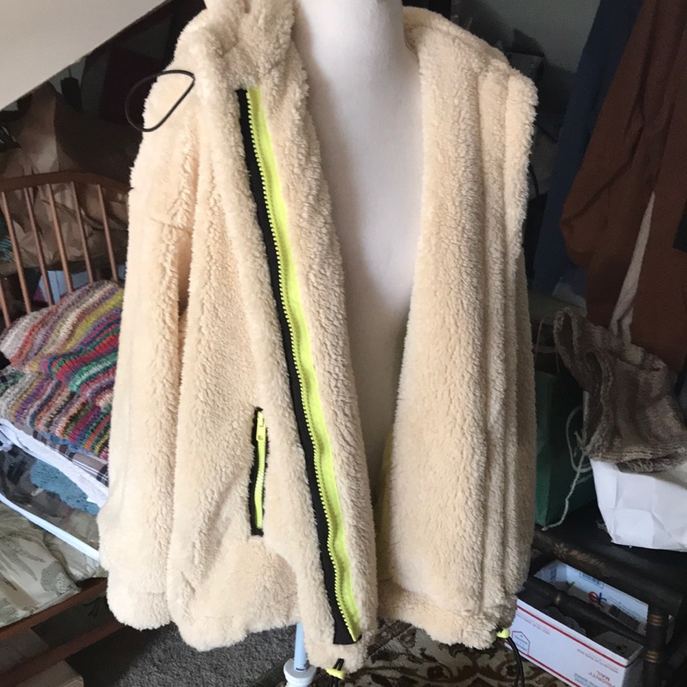 Free people teddy fleece hoodie lg coat